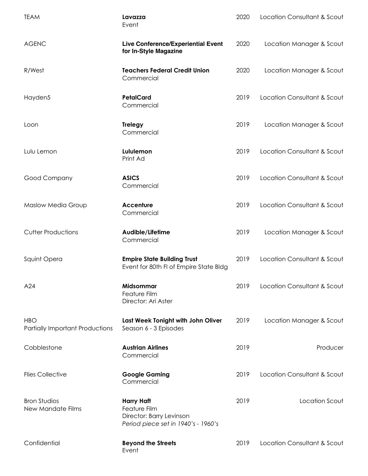 David Brotsky film resume page 5