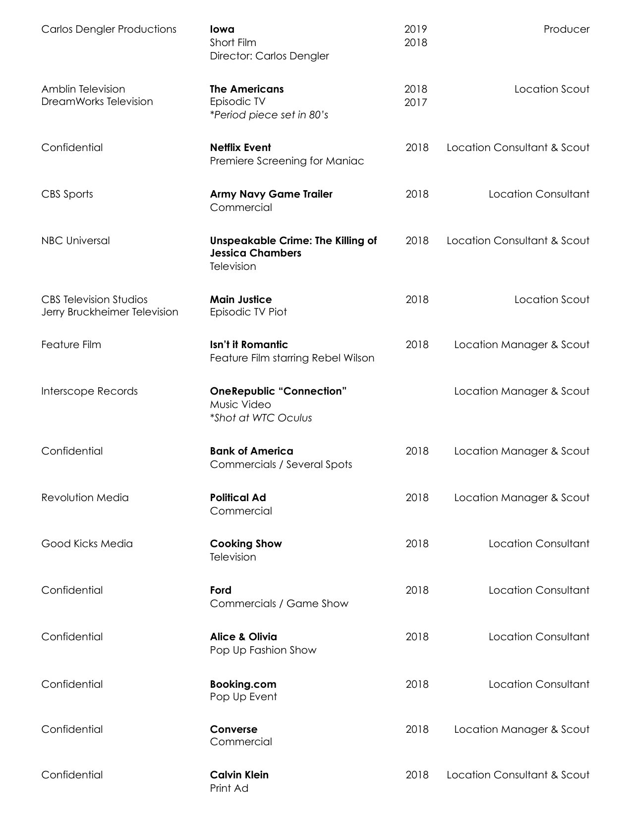 David Brotsky film resume page 6