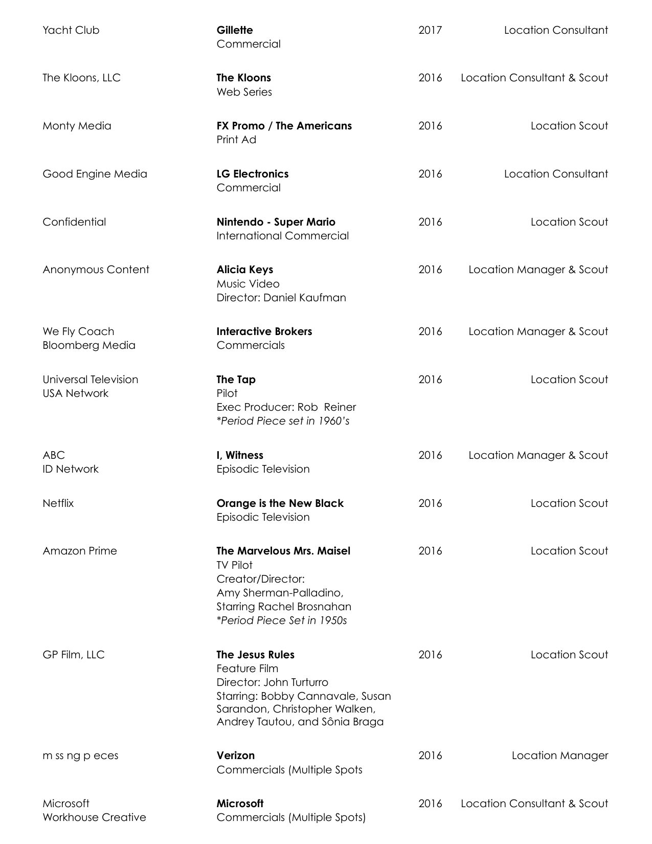 David Brotsky film resume page 9