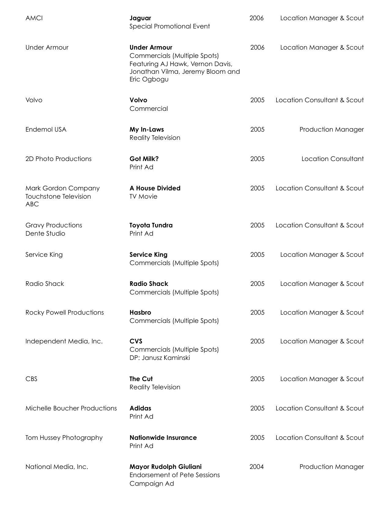David Brotsky film resume page 13