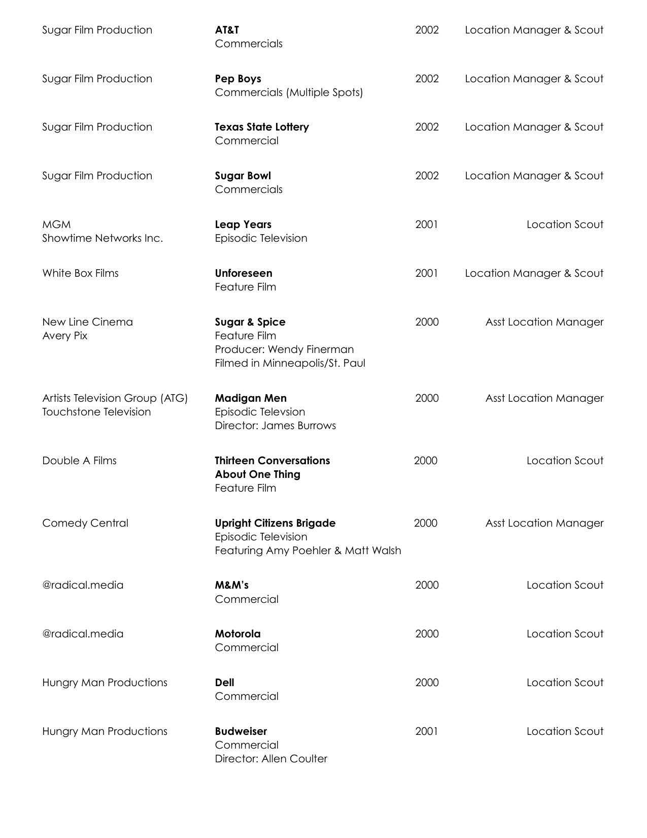 David Brotsky film resume page 16