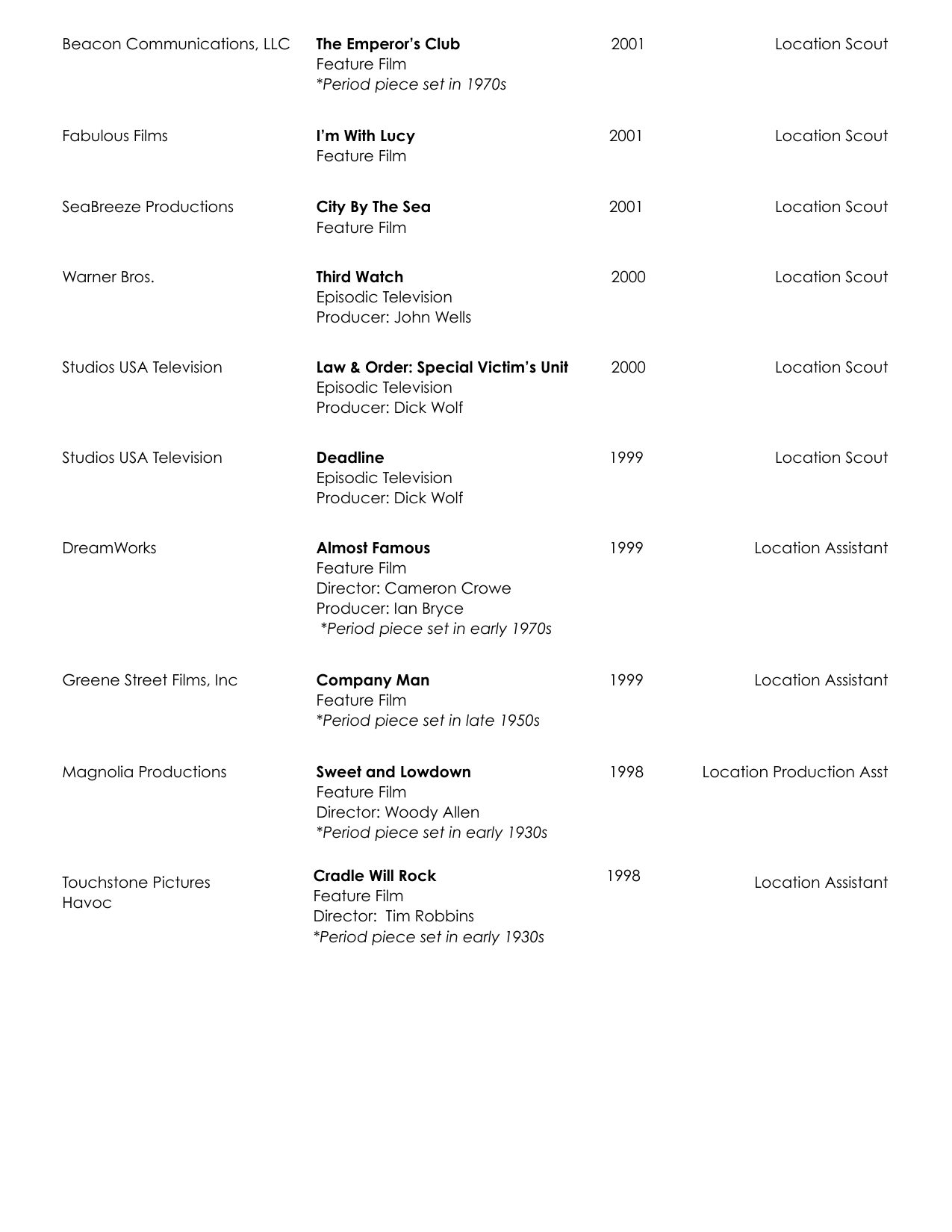 David Brotsky film resume page 17